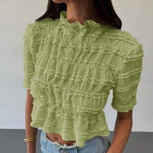 NWOT ASOS DESIGN shirred baby tee in sage green